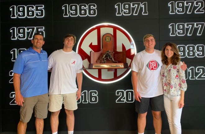 From left to right:  Blake, Tommy, James and Kristy Brockermeyer in Tuscaloosa last summer.