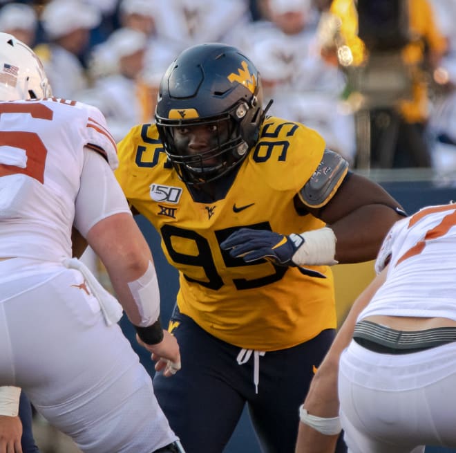 The West Virginia Mountaineers football team is moving players around up front this spring. 