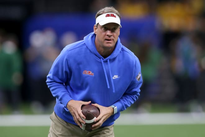 Ole Miss Rebels head coach Lane Kiffin reacts during warm ups before the 2022 Sugar Bowl against the Baylor Bears at the Caesars Superdome. Mandatory Credit: Chuck Cook-USA TODAY Sports
