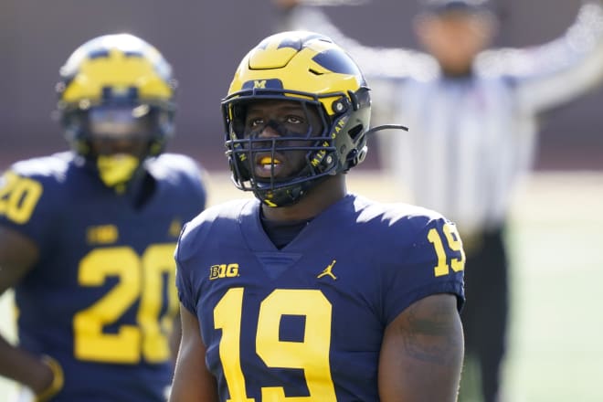 Former Michigan Wolverines football defensive end Kwity Paye was injured most of last season but returned for the final game of the year.