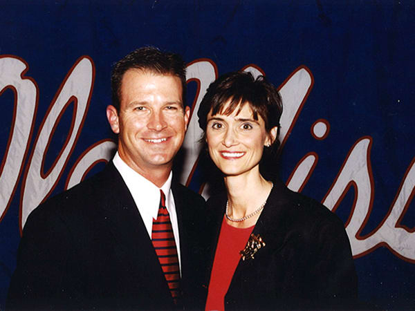 Mike Bianco and his wife, Cami, the day he was introduced as head coach in June 2000.