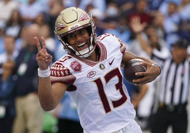 Jordan Travis leads Florida State to victory over North Carolina on Saturday.