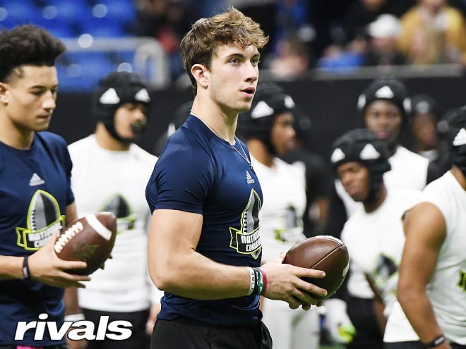 Arkansas quarterback target Walker White (Little Rock Christian) throws at a national camp