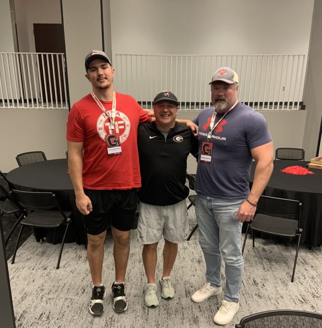 Jackson Cantwell, Kirby Smart, and Cantwell's father. Photo via Cantwell's Twitter.