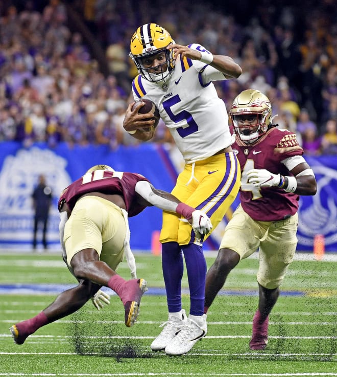 First-time LSU starting quarterback Jayden Daniels struggled early in the Tigers' season-opener Sunday vs. Florida State, but led three TD drives on the Tigers' final three possessions in a 24-23 loss to the Seminoles.