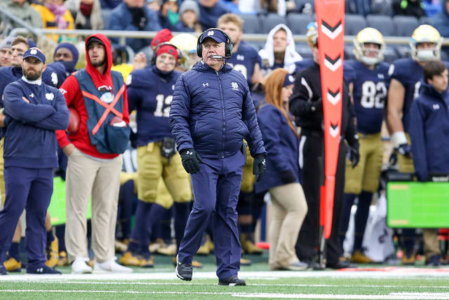 Notre Dame football head coach Brian Kelly during a game