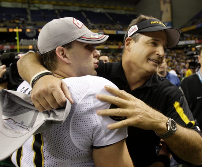 Head coach Gary Pinkel and quarterback Chase Daniel capped one of the best regular seasons in Missouri history when the Tigers beat Kansas in 2007.