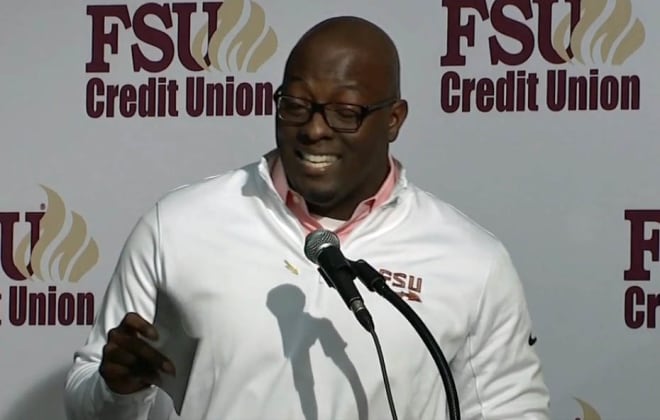 Alonzo Hampton speaks at an FSU function in 2018.
