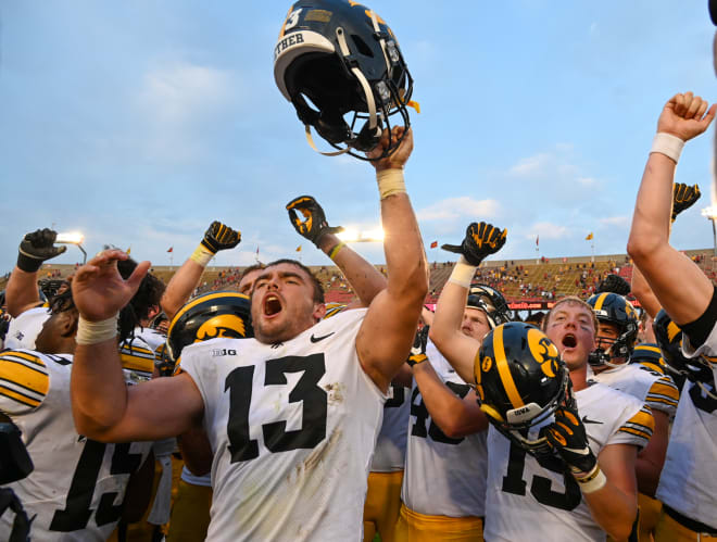 The Hawkeyes celebrate another Cy-Hawk victory.