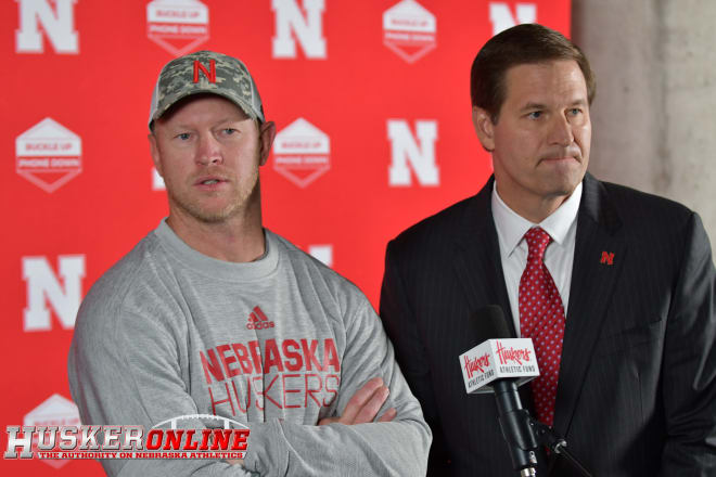 Nebraska athletic director Trev Alberts (right) went into detail about why he chose to retain Scott Frost as Nebraska's head football coach.