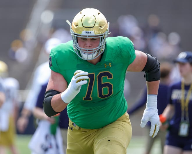 Notre Dame sophomore Joe Alt was named a first-team All-American Monday by the Associated Press.