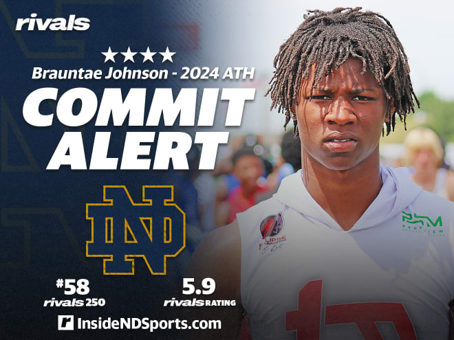 Four-star athlete Brauntae Johnson is the third safety target to commit to Notre Dame's 2024 class.
