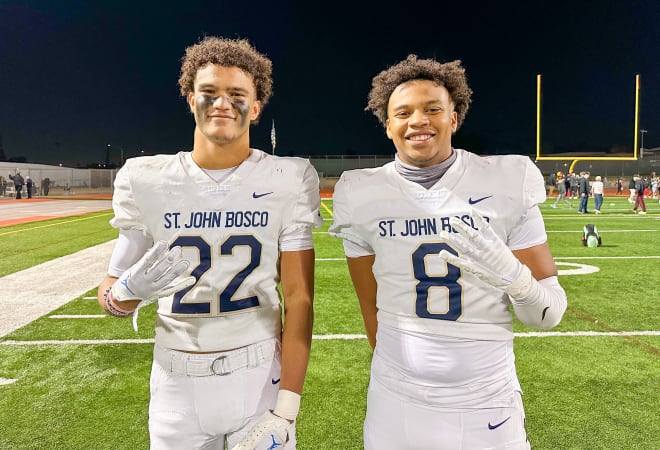 Safety RJ Jones (8) will be surrounded by familiar faces at UCLA, including St. John Bosco teammate and fellow signee Ty Lee (22).
