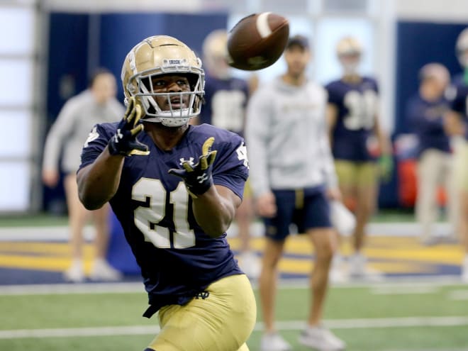 Notre Dame freshman running back Kedren Young has been limited by a hamstring injury in practices this week.