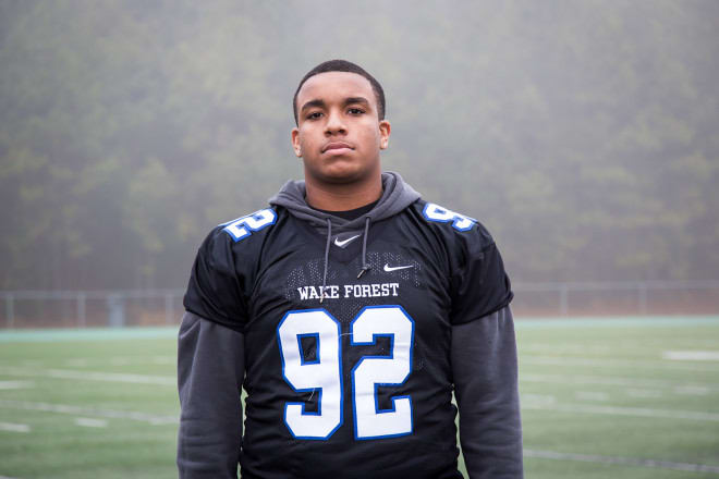 Wake Forest (N.C.) High sophomore defensive tackle Jaden McKenzie attended NC State's Junior Day on Jan. 21.