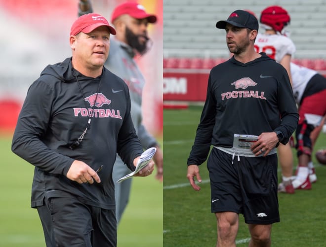 Barry Odom and Kendal Briles are in their third seasons as Arkansas' defensive and offensive coordinators, respectively.