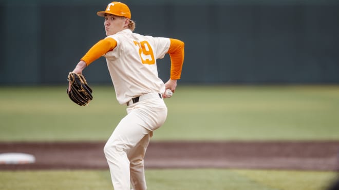 Blade Tidwell delivers to the plate. 