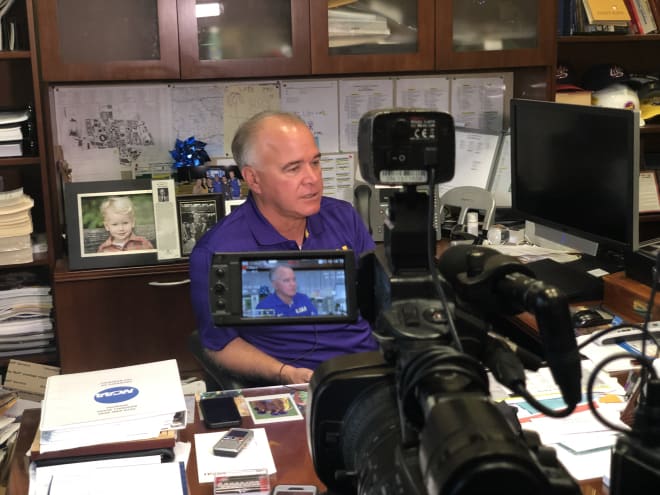 LSU baseball coach Paul Mainieri hopes he gets a visit from Colton Moore next Friday