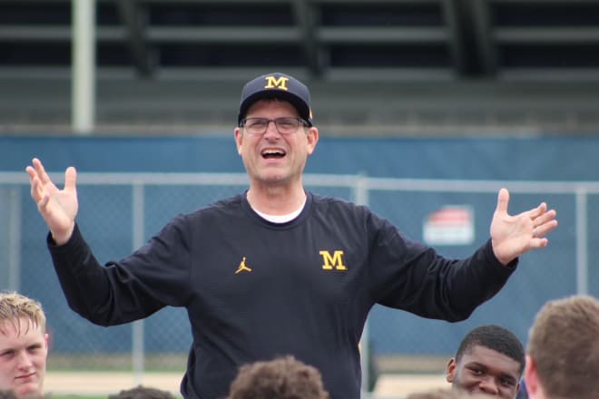 Jim Harbaugh and Michigan are 8-3 heading into the season finale with Ohio State .
