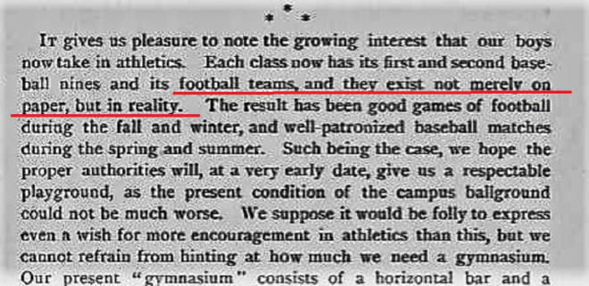 According to the 1886 Pandora, UGA football teams were a "reality" during the 1885-86 academic year.