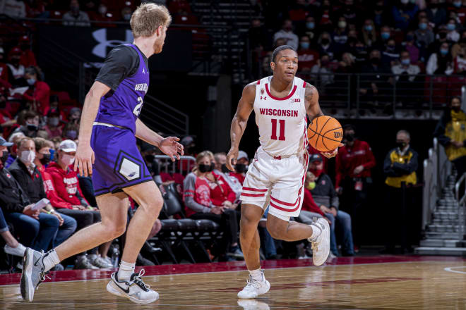 Redshirt freshman guard Lorne Bowman plays against UW-Whitewater in a November exhibition.