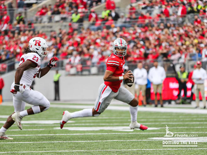 C.J. Stroud will need to embrace his playmaking abilities in Ohio State's Playoff date with Georgia. (Birm/DTE)