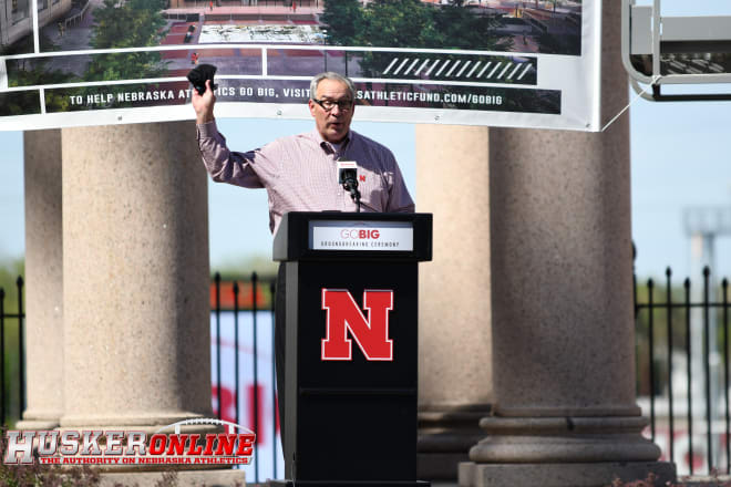 One of Bill Moos's last public appearances was at the May groundbreaking for the new football facility. 