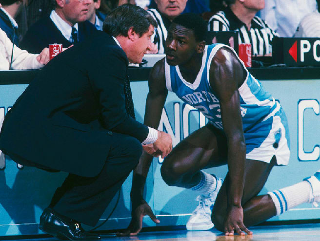 Dean Smith (left) and Michael Jordan (right) as as synonymous with UNC basketball as anyone.