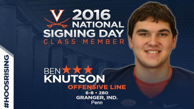 Three-star prospect Ben Knutson was one of two that Virginia signed on the OL.