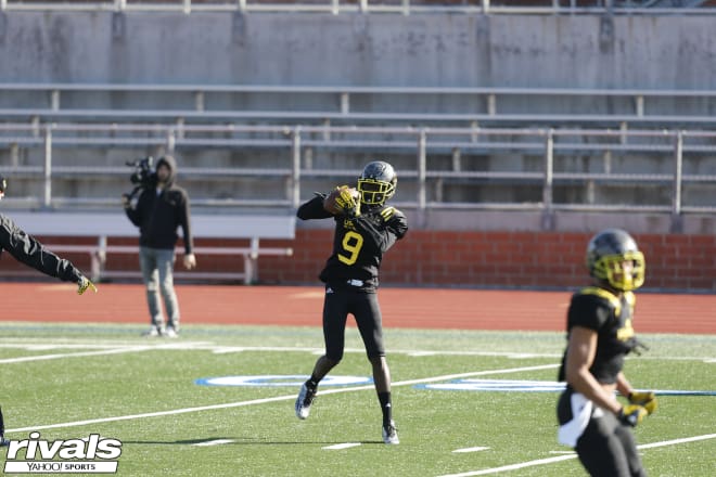 Victor makes a grab at the Army All-American Game practice.