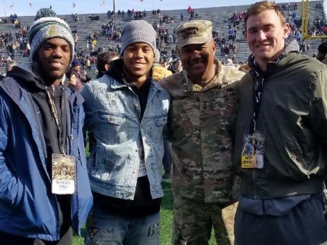 2020 Army Commits: Brandon Jones, Roman Purcell and Jacob Mitchell with West Point Superintendent, Lt. General Darryl Williams