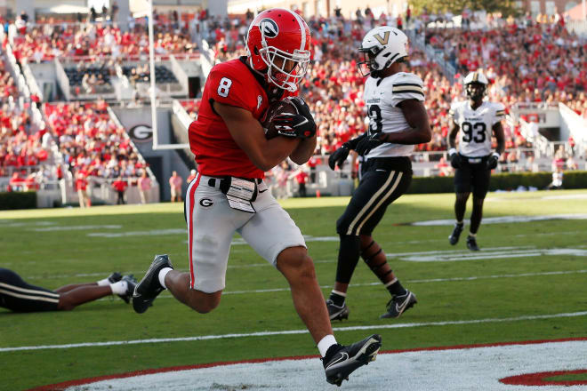 Blaylock scores his only TD of the season against Vanderbilt (Photo Credit: © Joshua L. Jones / USA TODAY NETWORK)