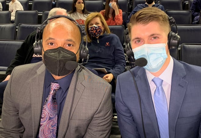 Randolph Childress, left, and Mike Monaco have called several games together in the past month on the ACC Network. 