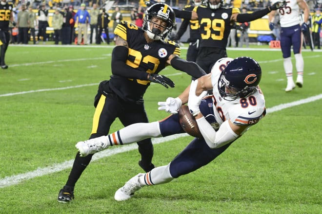 Chicago Bears tight end Cole Kmet is enjoying his second-season improvement