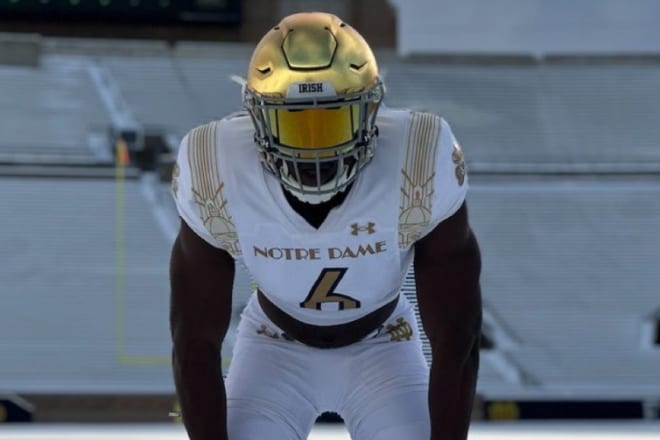 Nathaniel Owusu-Boateng, pictured above, is the highest-ranked 2025 target Notre Dame has hosted on a visit this year so far. The Irish have several linebacker targets ranked inside the top 100 of the new Rivals250.