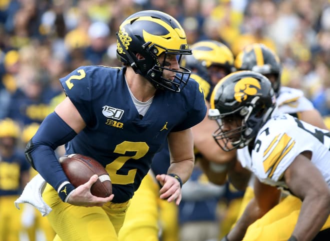 Michigan Wolverines football senior quarterback Shea Patterson is completing 58.3 percent of his passes this season and has a 6-3 touchdown-to-interception ratio.