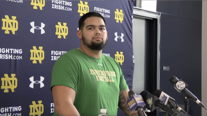 Early enrolled Notre Dame freshman nose guard Sean Sevillano Fr. has been working with director of football performance Loren Landow on becoming a leaner version of himself.