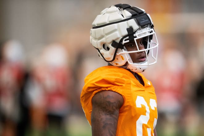 Tennessee defensive back Boo Carter (23) during UT's first spring football practice on Monday, March 18, 2024.