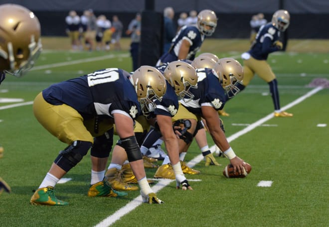 Notre Dame’s offensive line needs to replace three starters, plus a fourth is switching positions.