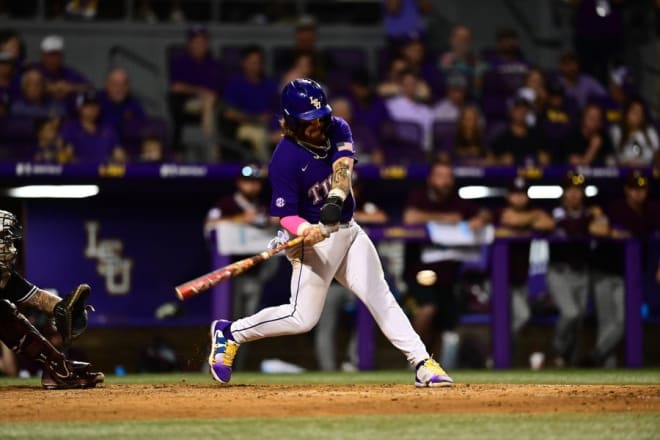 LSU third baseman Tommy White's 18th homer of the season, a two-run shot in the seventh inning, gave the second-ranked Tigers a run-rule SEC win over Mississippi State Friday night in Alex Box Stadium.