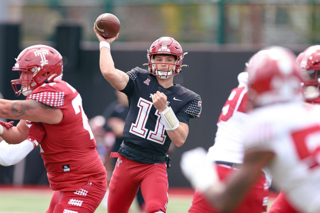 Forrest Brock put up the best passing numbers of any quarterback Saturday, completing 10 of his 19 passes for 102 yards and the only touchdown of the day. He was also intercepted once. 