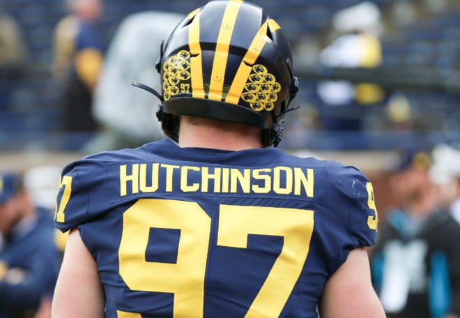 Michigan sophomore defensive end Aidan Hutchinson and U-M dominated Iowa's offense in a 10-3 win.