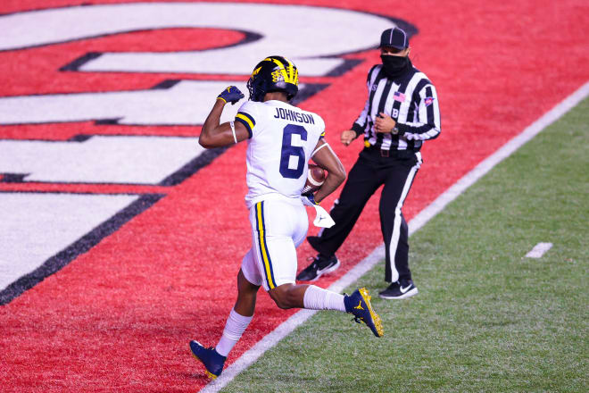 Michigan Wolverines football sophomore wide receiver Cornelius Johnson had two touchdowns against Rutgers.