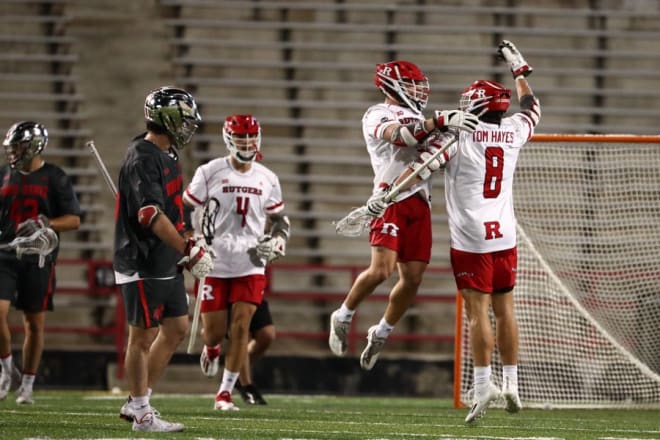 Rutgers celebrates scoring a goal in the second half against Ohio State