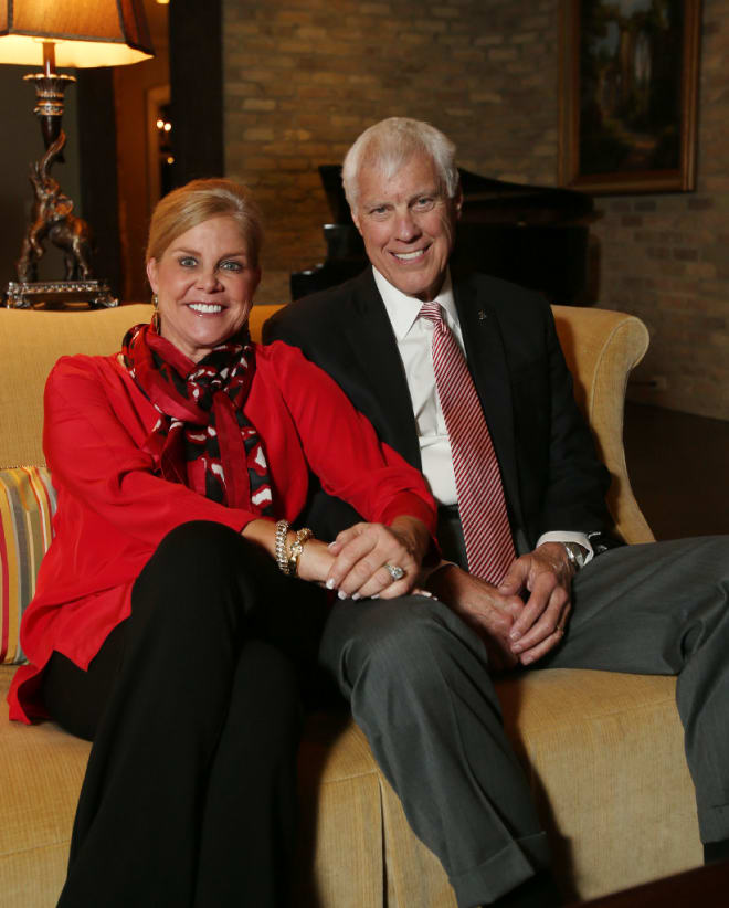 University of Alabama athletic director Bill Battle and his wife Mary Battle are seen at their home in Tuscaloosa on Thursday, Nov. 10, 2016.