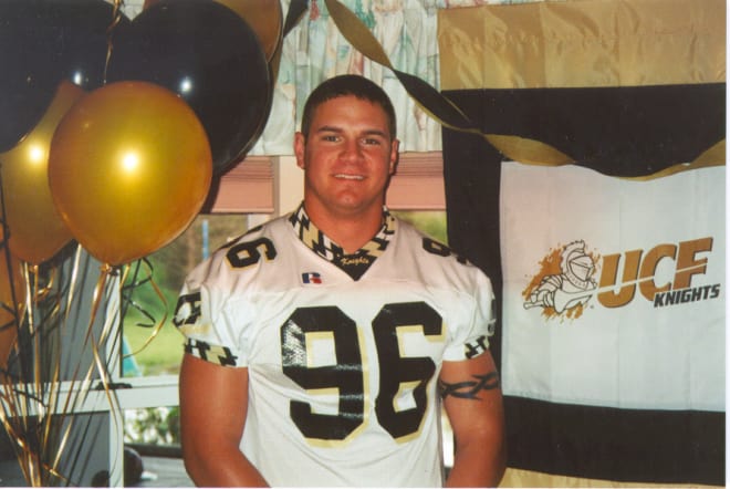 Chris Welsh, who managed to acquire a No. 96 UCF jersey to wear at his Signing Day party in 2002.