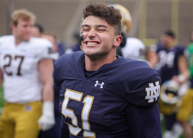 Junior walk-on Rino Monteforte is trying to lock down the Notre Dame long-snapping job this spring.