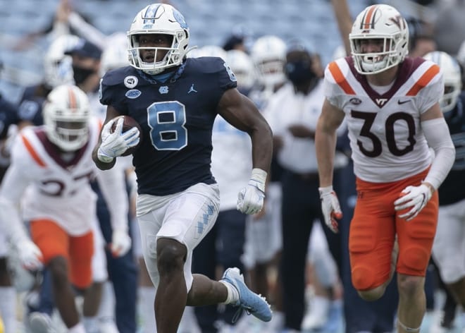 Michael Carter (pictured) and three other Tar Heels are on pace to pass last year's stats even in a shortened season.