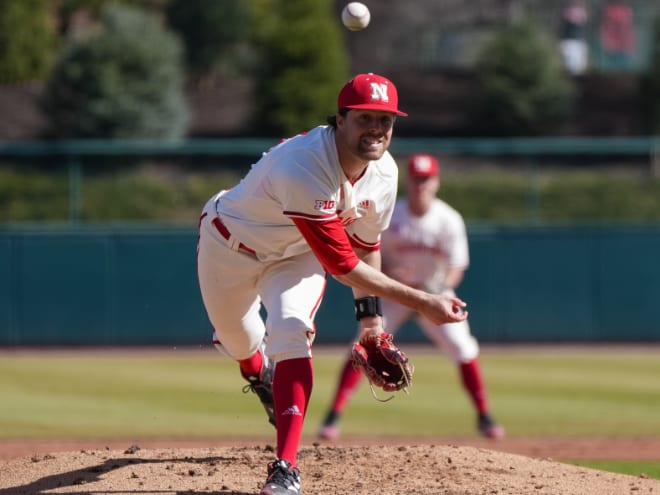 Nebraska baseball starting pitcher Brett Sears