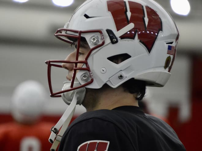 Wisconsin quarterback Graham Mertz during Tuesday's spring practice